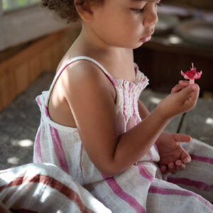 Salopeta din Tesatura Naturala cu Imprimeu - Gres Risca Rosa – imagine 3