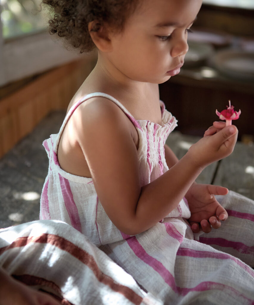 Salopeta din Tesatura Naturala cu Imprimeu - Gres Risca Rosa – imagine 3