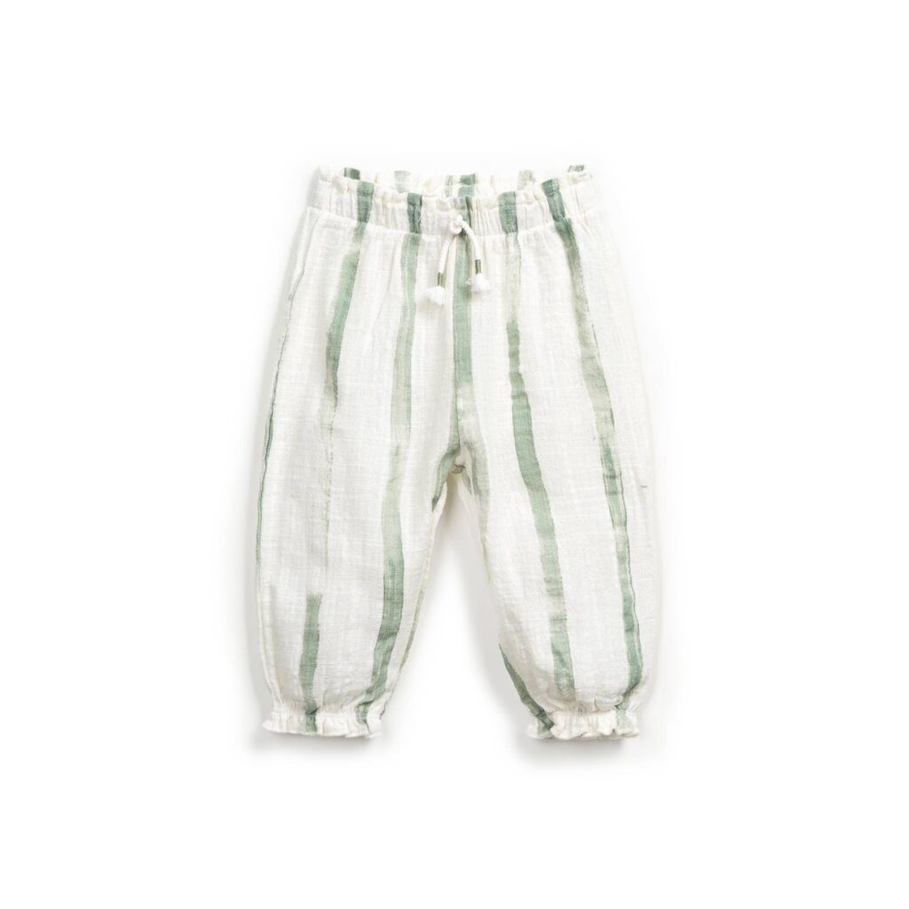 Pantaloni din Tesatura Naturala cu Imprimeu - Gres Risca Verde