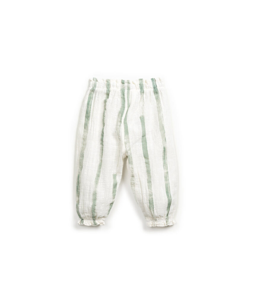 Pantaloni din Tesatura Naturala cu Imprimeu - Gres Risca Verde – imagine 2