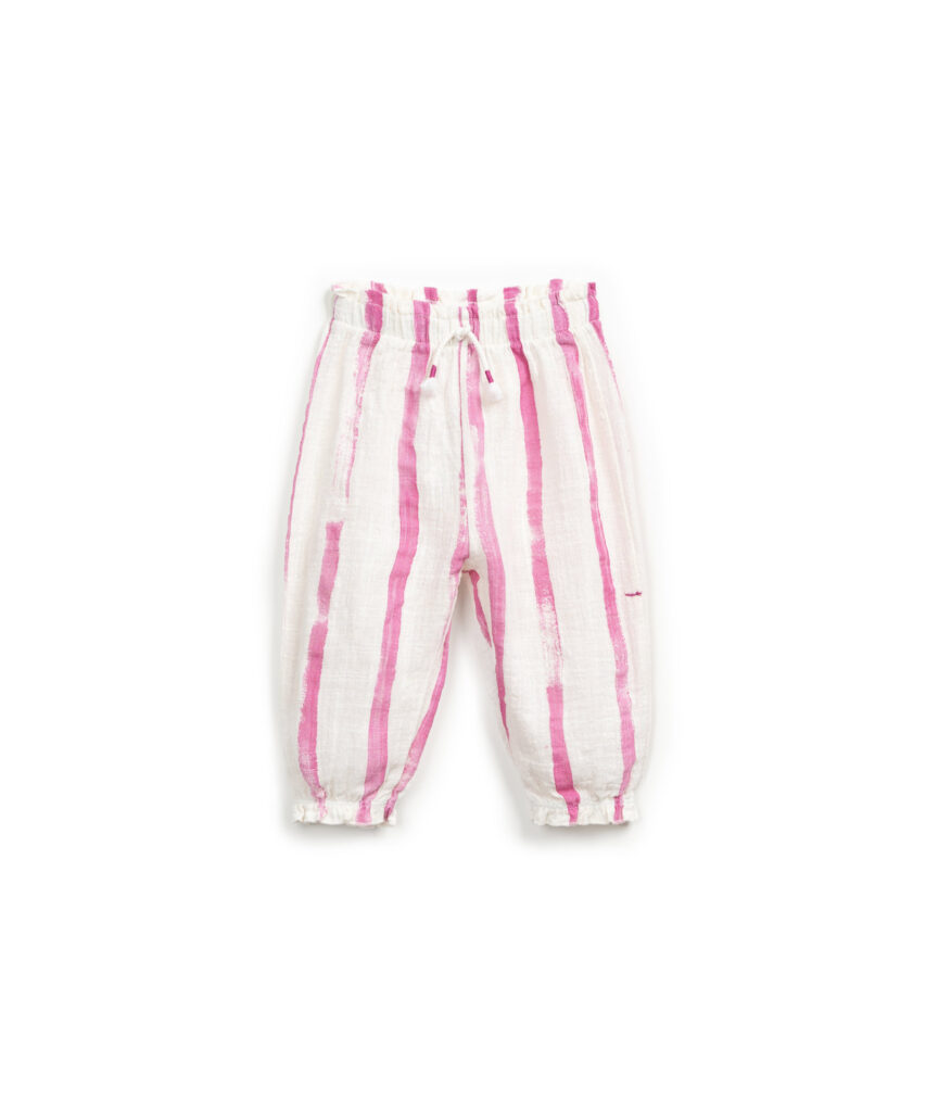 Pantaloni din Tesatura Naturala cu Imprimeu - Gres Risca Rosa