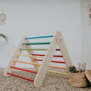 Set Pikler Triangle 2 în 1 + Perete Suedez - Curcubeu – imagine 7