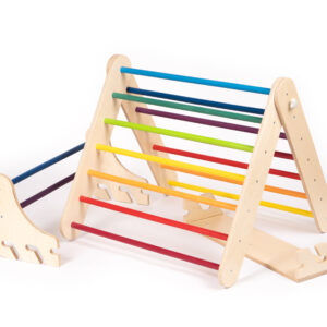 Set Pikler Triangle 2 în 1 + Perete Suedez - Curcubeu