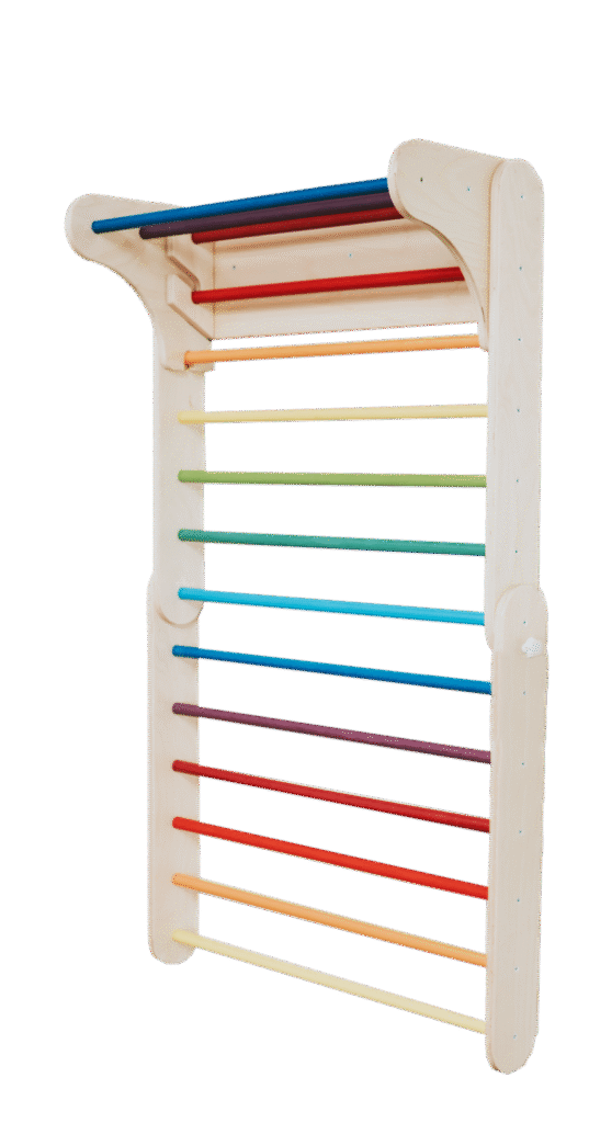 Set Pikler Triangle 2 în 1 + Perete Suedez - Curcubeu – imagine 2