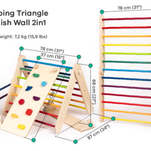 Set Pikler Triangle 2 în 1 + Perete Suedez - Curcubeu – imagine 4