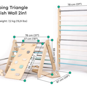 Set Pikler Triangle 2 în 1 + Perete Suedez - Pastel – imagine 2