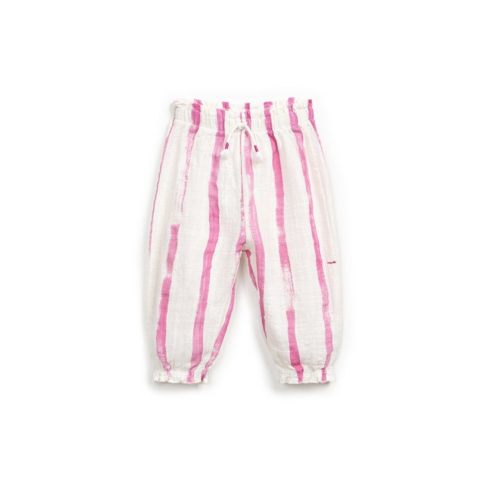 Pantaloni din tesatura naturala cu imprimeu – Gres Risca Rosa - front.jpg