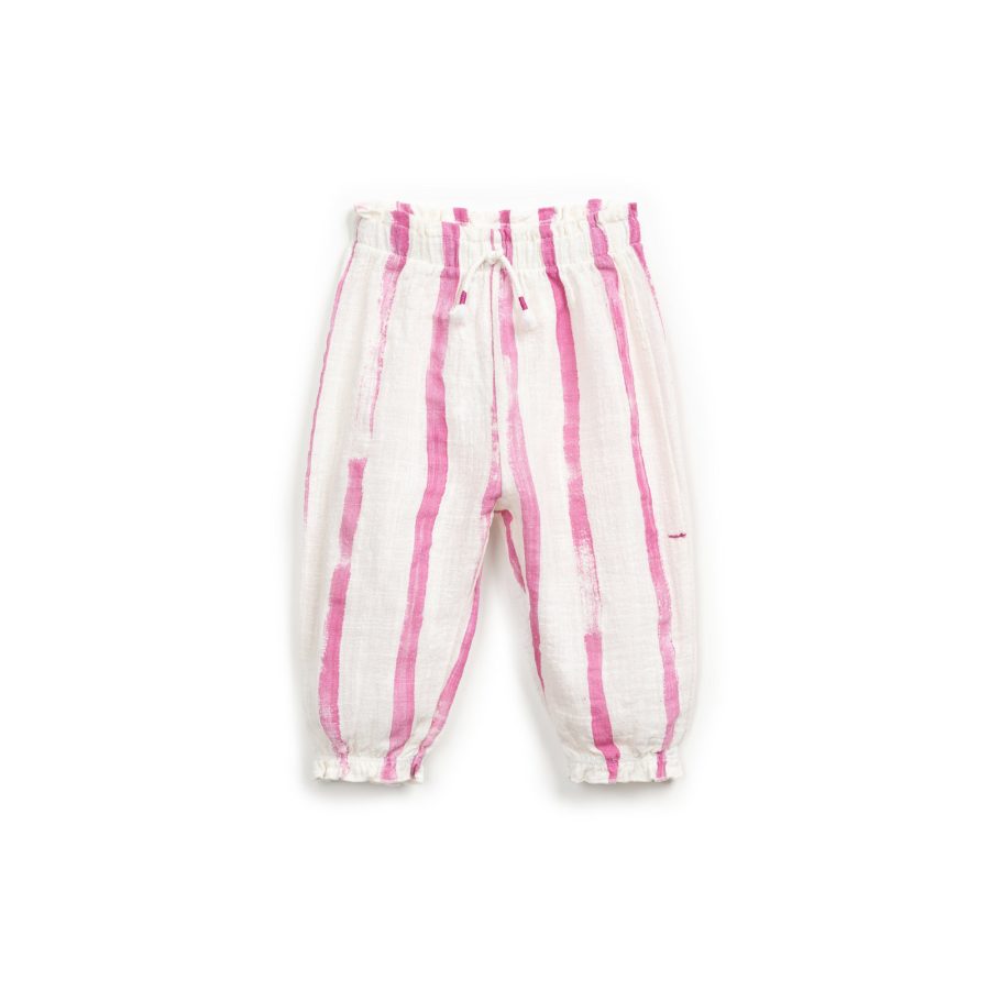 Pantaloni din tesatura naturala cu imprimeu – Gres Risca Rosa - front.jpg